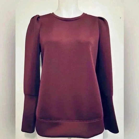 Stella & Dot Tops - Stella & Dot puff sleeve long pullover, wine color, women’s size M, comfy, warm